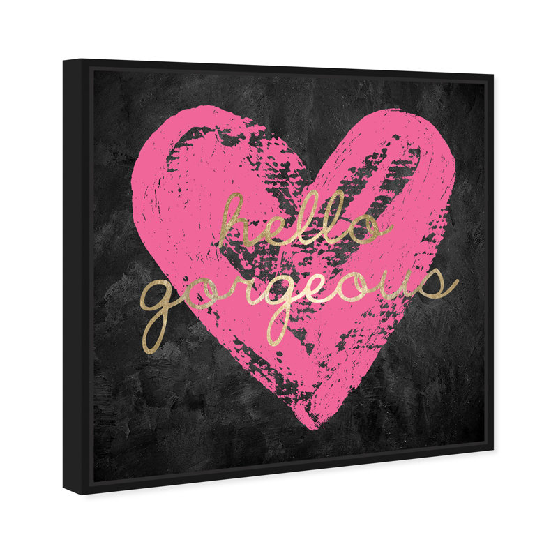 Gorgeous Salute Hot Pink - art textuel sur toile, H 16 po x l 16 po, Toile encadrée noire