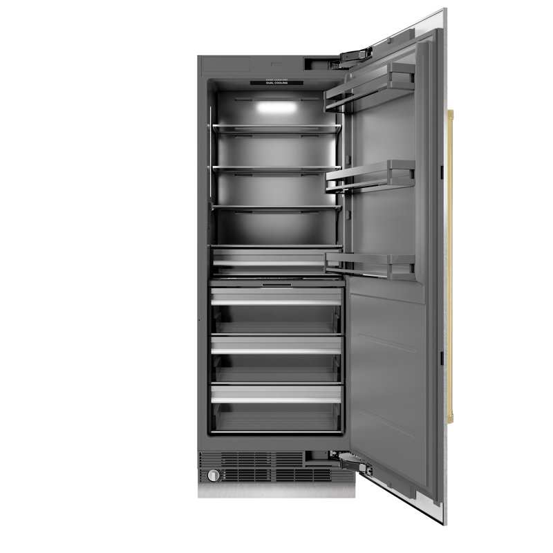 ZLINE Autograph 30 in. Column Refrigerator with Graphite Gray Interior and Champagne Bronze Accents
