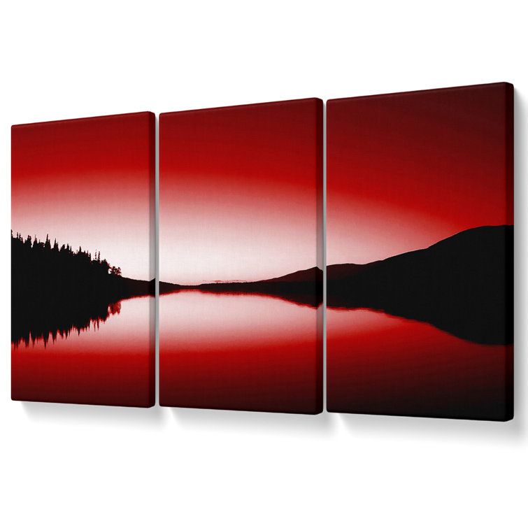 Ebern Designs The Red Loch - 3 Piece Wrapped Canvas Graphic Art ...