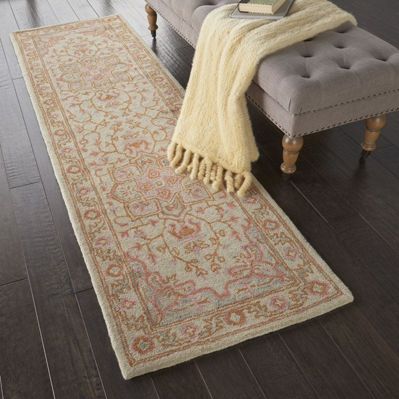 Tapis oriental en laine touffeté à la main brun, Tapis de couloir 2 pi 3 po x 8 pi