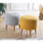 Bohemian Pouffe Ottoman, Yellow Velvet & Cotton, 15.7 in Diameter x 16.5 in Height | 50% Cotton & 50% Velvet, 35 DNS Orthopedic Sponge, Wooden Legs | Perfect for Stylish Seating & Home Decor-854770313