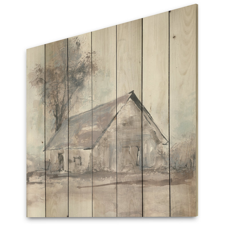 Farmhouse Barn Gray III - peinture sur bois sans cadre, H 16 po x l 16 po x P 1 po