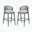 Metal Frame Barstools with Scallop Rattan Backrest – Set of 2, Matte Black-1136153205