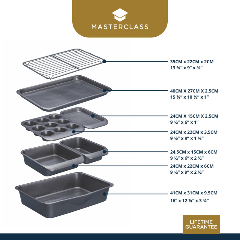 MasterClass Smart Space Non-Stick 7pc Bakeware Set and Saucepan Set