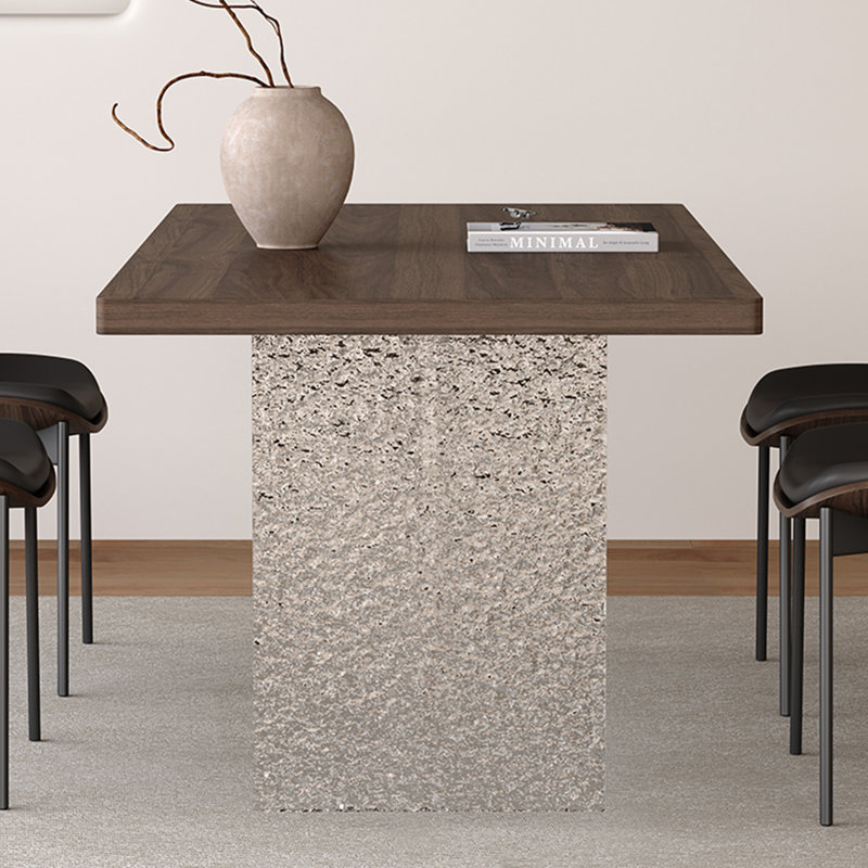 Ensembles de table de salle à manger en pierre à grain de bois., H 29,53 po x L 70,87 po x l 35,43 po