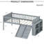 Lit plateforme avec garde-corps, tablette de rangement simple, glissade et cadre en bois gris, aucun sommier requis, assemblage rapide du cadre-129632250