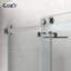 Porte de baignoire coulissante double sans cadre de l 50 à 55 po x H 60 po avec verre trempé transparent de 3/8 po (10 mm), film incassable et localisateur de trous d'installation-114773321