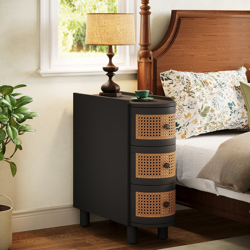 3 Drawer Bedside Table, Black