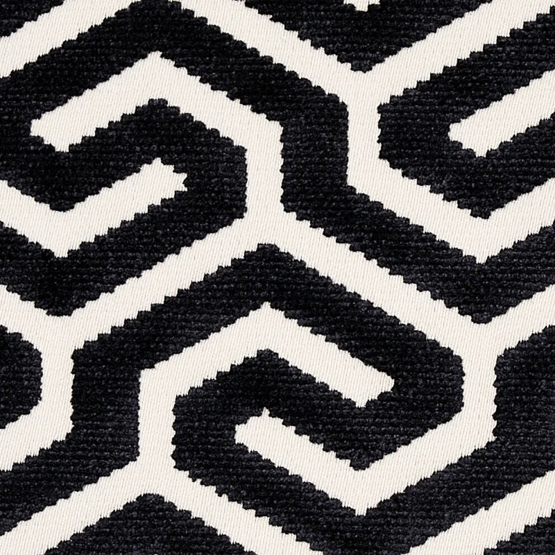 Tissu en velours Ming Fret, Noir