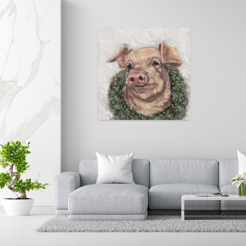 Art contemporain «Le cochon avec le cochon», H 48 po x l 48 po