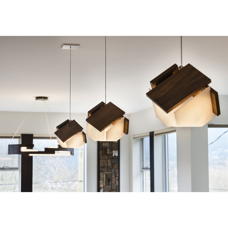 Mica 1 - Light LED Pendant, Dark Stained Walnut, 3500K (Cool)