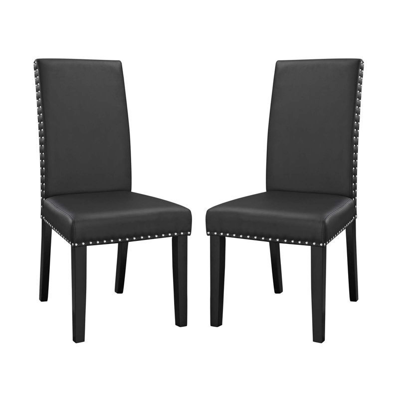 Modway Parcel Dining Side Chair, Black, Vinyl, 2