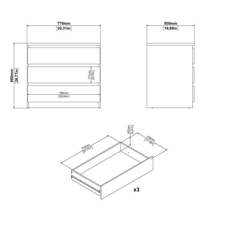 Zipcode Design™ Jada 3 Drawer 30.31