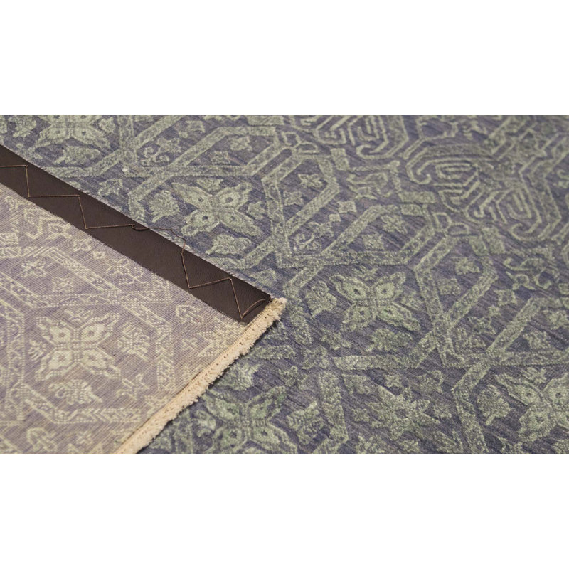 Hand-Knotted High-Quality Dark Blue Area Rug