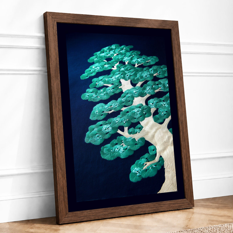 Island Paradise From Above Coastal 1 Piece Single Picture Frame Wall Art, A4 - 29.7 x 21.0 cm, Walnut