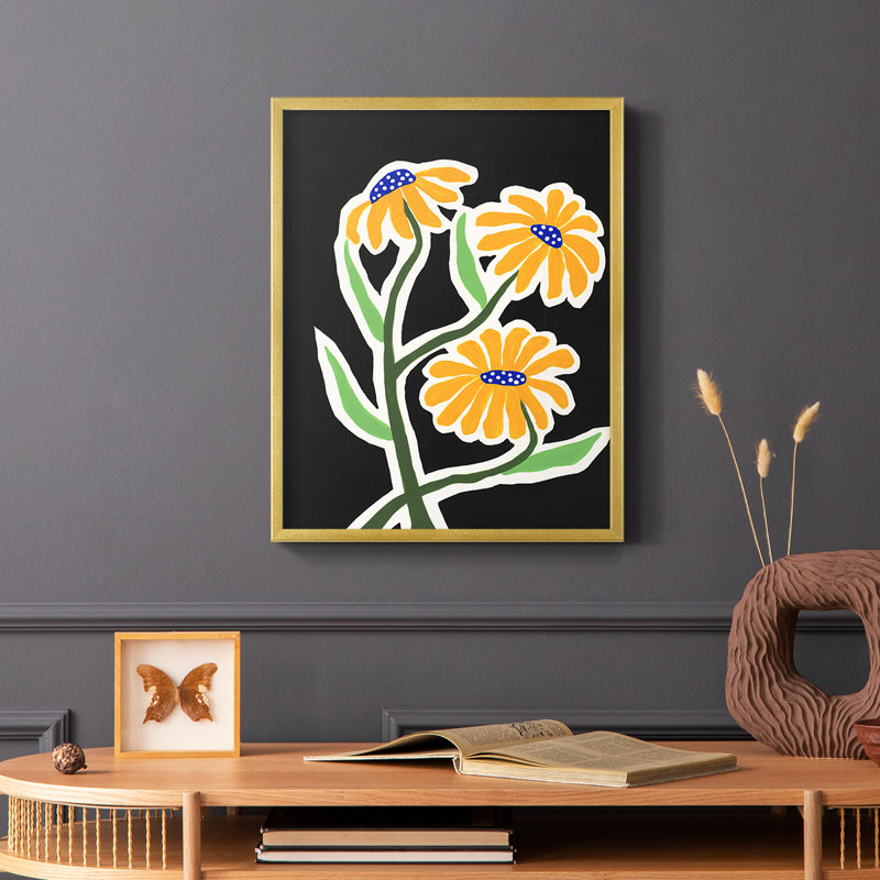 Pop Flowers I Framed Print - Solid Wood, 14" H x 11" W