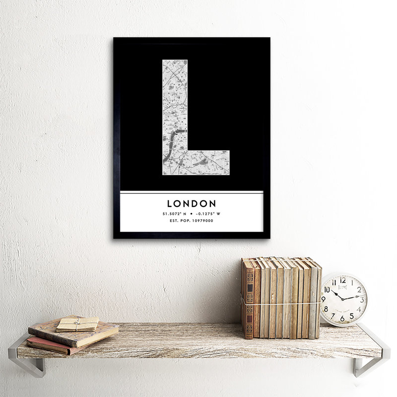 London England United Kingdom City Map by Wee Blue Coo - Single Picture Frame Typography