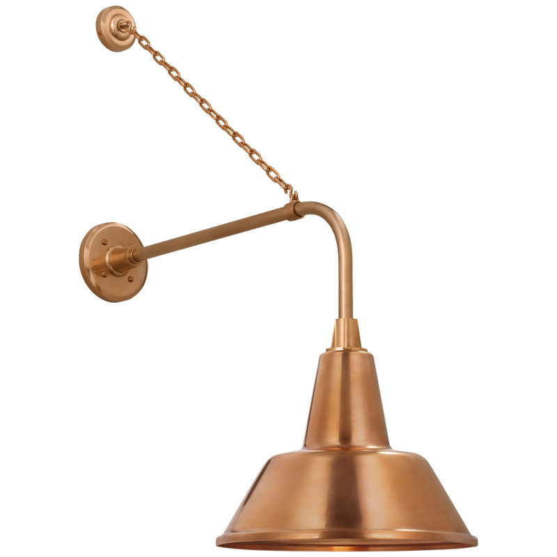 Thomas O'Brien, "Academy 20" Anchored Rex Barn Light in Soft Copper with 16" Bowers Shade, 32.5'' H x 12.5'' W x 26.25'' D