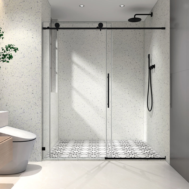 6076 Brushed Gold Bathroom Shower Door - , 70mm 304 Stainless Steel Pulley, Soft Closing Feature, Nano Easy Clean, -proof Pulleys, Adjustable , Cleaning, Coating For Bath