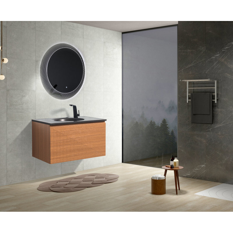 Alma 20.7'' Chrome Polymarble Oval Bathroom Sink