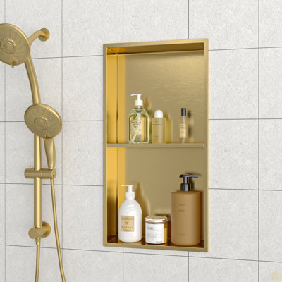 13" x 25" Stainless Steel Shower Niche Double Shelf