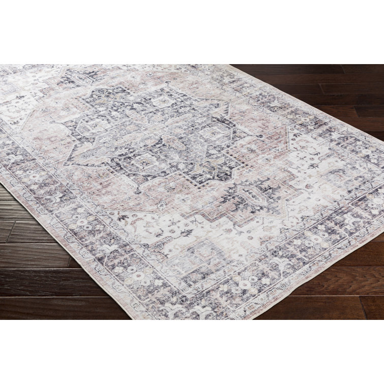 Mittler Oriental Machine Made Power Loomed Polyester Area Rug in Beige/Gray