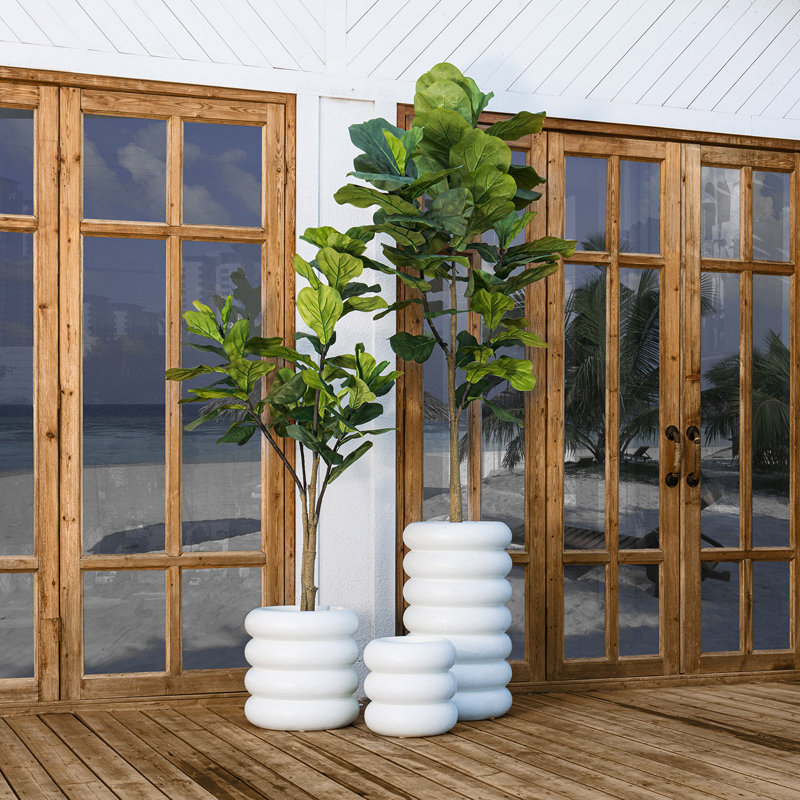 Donut Medium Planter 16 Inch Height, White