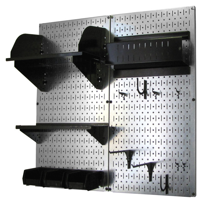 Hobby Craft Pegboard Organizer Storage Kit, Galvanized and Black