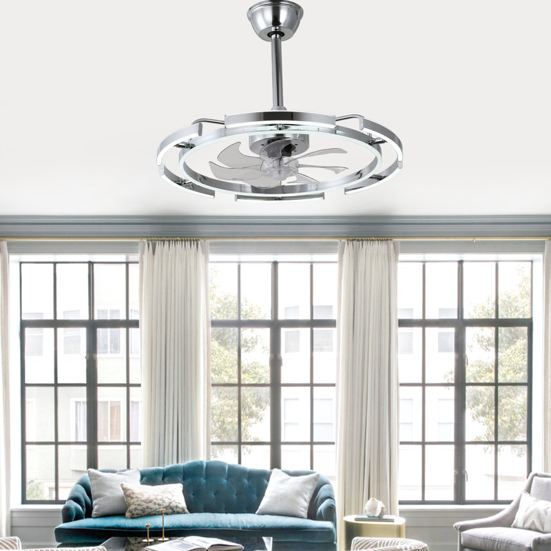 Olamide 24" DIY Shape Adjustable Ceiling Fan with Lights Remote and APP Control, Chrome