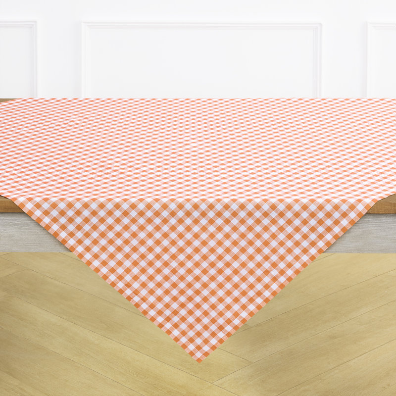 Gingham Check - 100% Pure Linen Table Throw, Checkered, Muskmelon