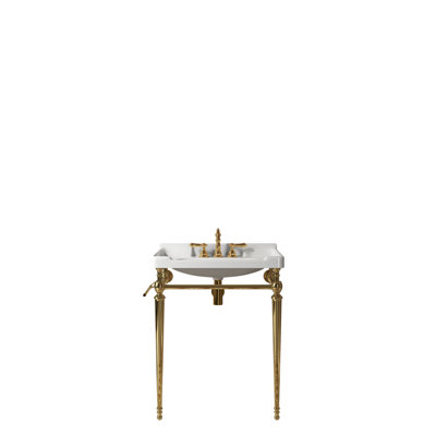 Meuble-lavabo moderne (doit inclure le meuble-lavabo et le lavabo), lavabo en céramique de 28 po, console en acier doré
