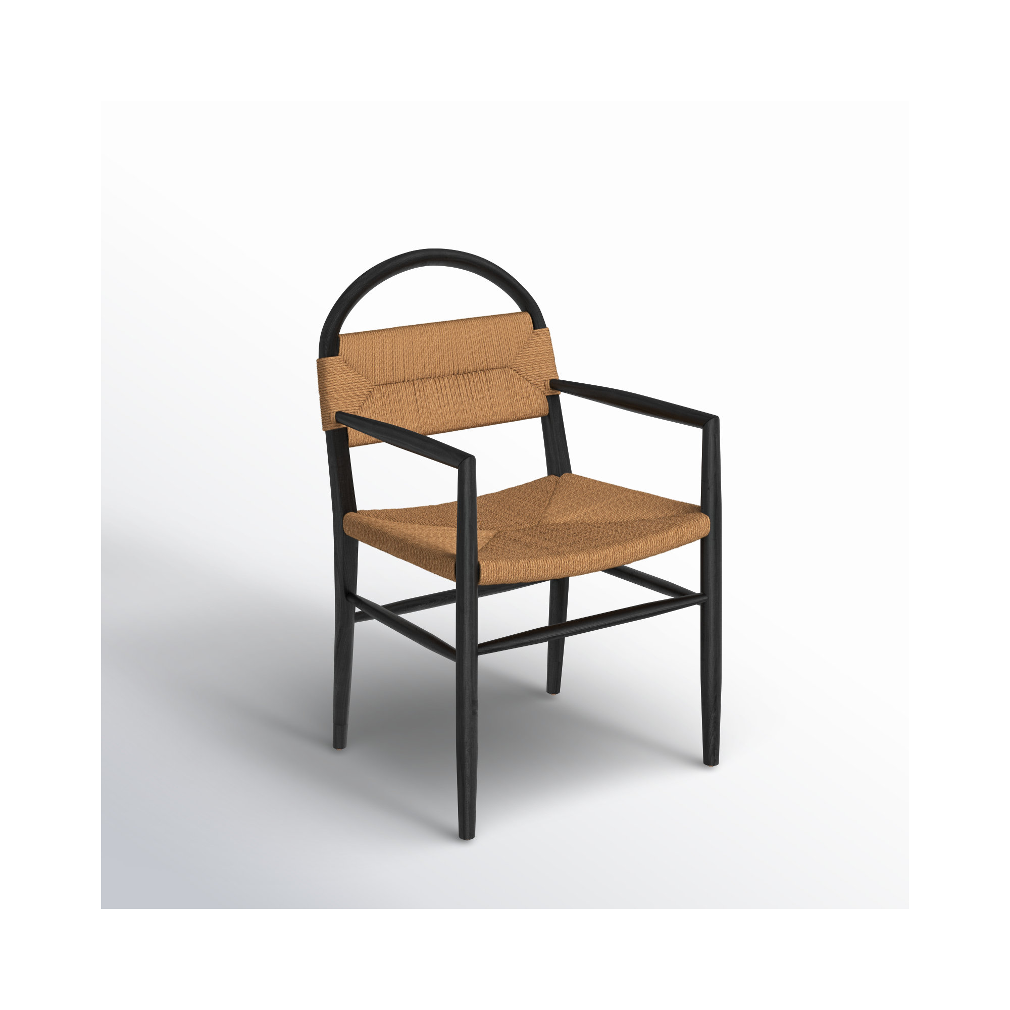 Kashmir Solid Wood Arm Chair, Black, Brown