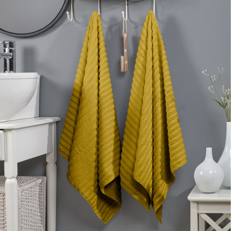 Elegant Comfort 100% Turkish Cotton Corduroy Ribbed Luxury Soft 2 Pack Bath Towels 27 X 54 Inch -  Plush, Absorbent, Quick Dry, Hotel Spa Quality Towels For Bathroom Essentials