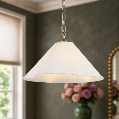 1-Light 15.2”W Pleated and Scalloped Pendant Light