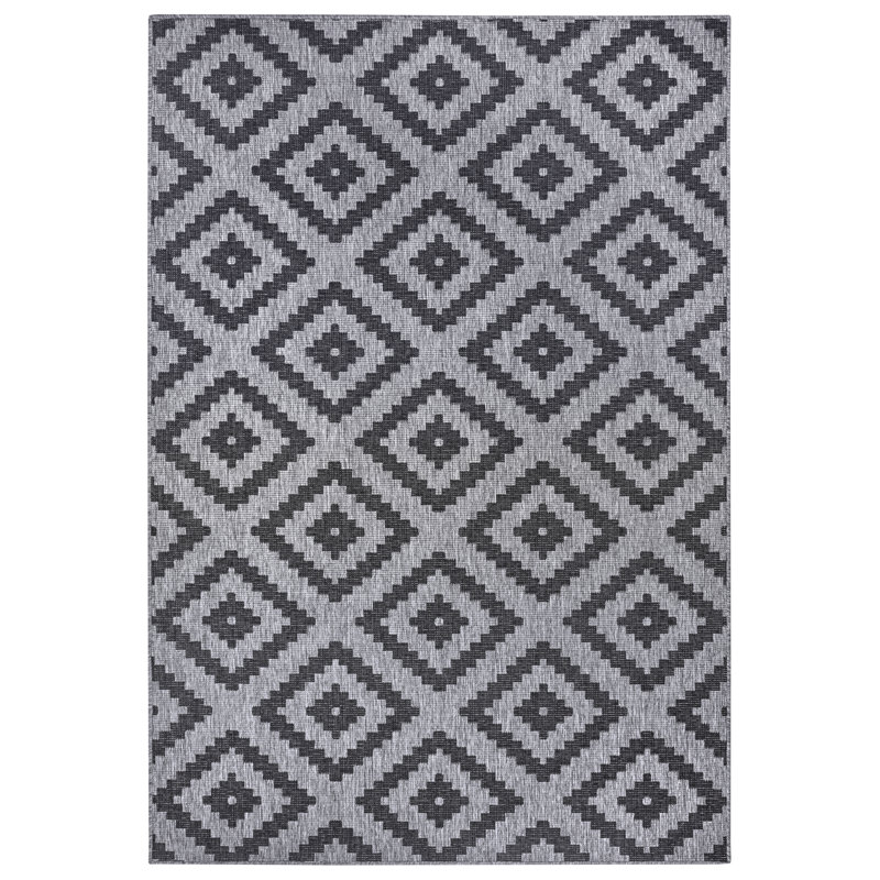 Malta Flatweave Night Silver Rug, Rectangle 80cm x 150cm