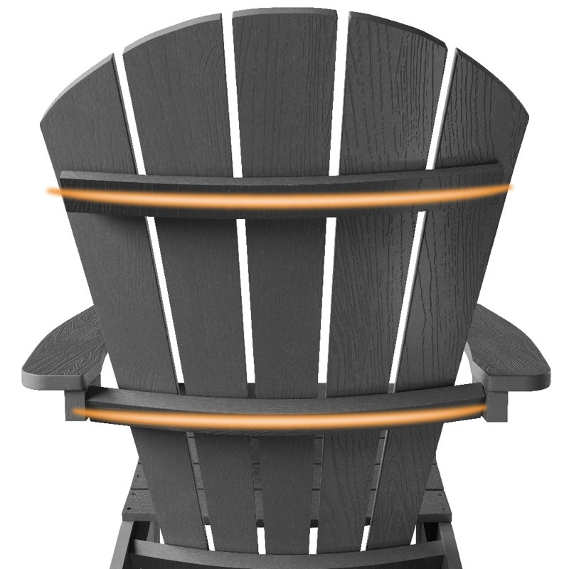 Plastic Adirondack Chair set of 2, Patio HIPS Adirondack Chair for Lawn, Porch, Garden, Black