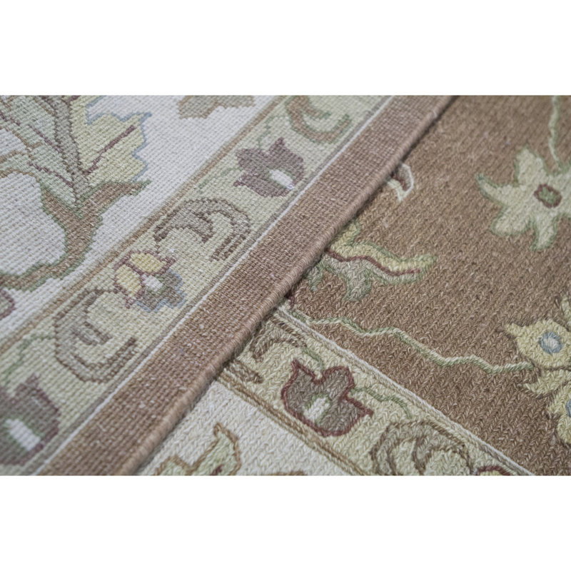 Wool Oriental Area Rug in Rust/Ivory