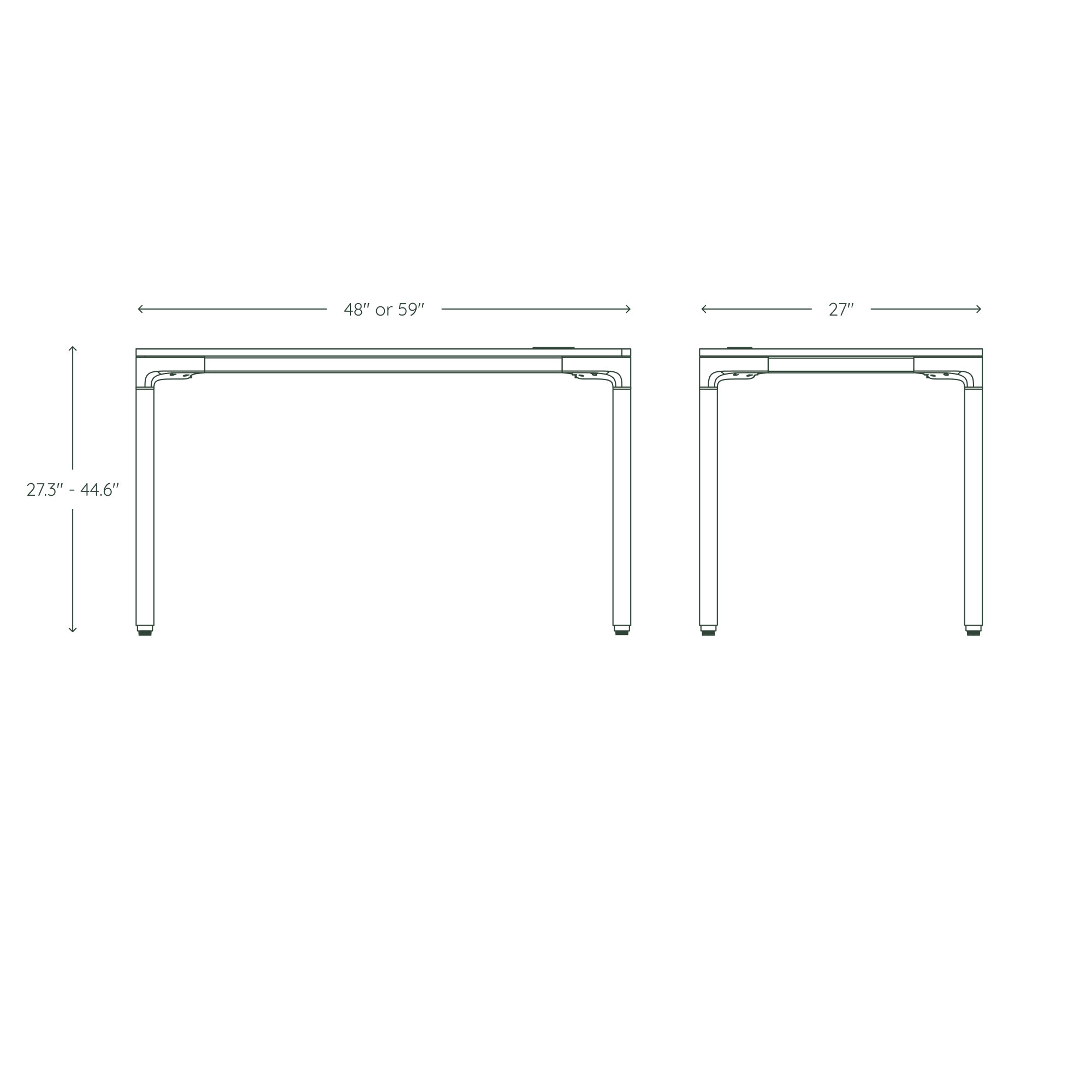 Four Leg Standing Desk, White, 44.6" H x 59" W x 27" D, Carbon