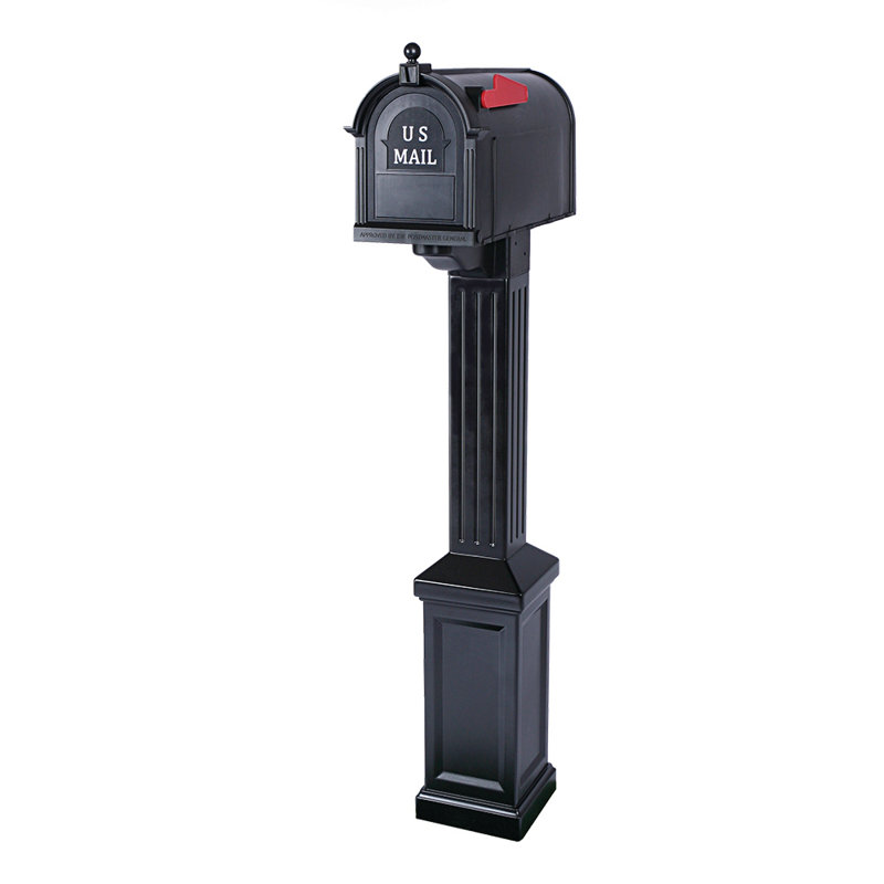 Craftsman Polyethylene Plastic Post Mounted Mailbox, Black