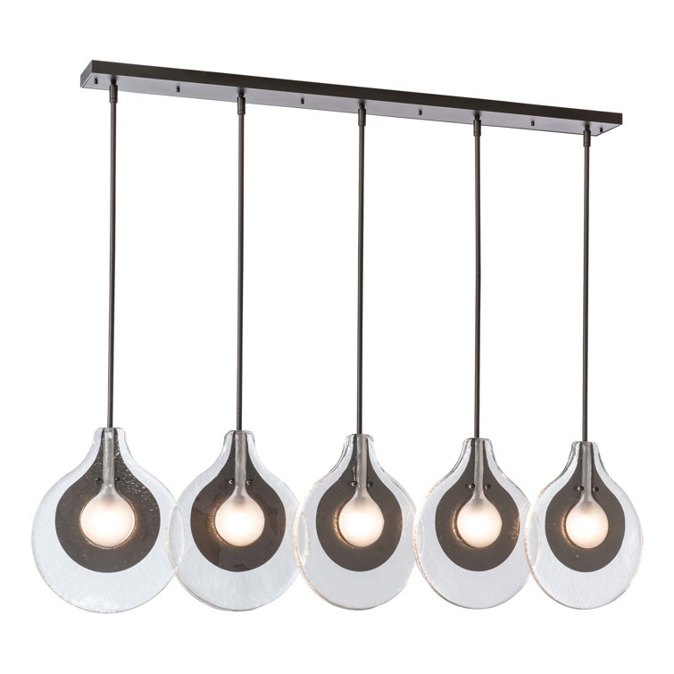 Veneto 5-Light Linear Pendant - Clear Glass with Frosted Diffuser Shade