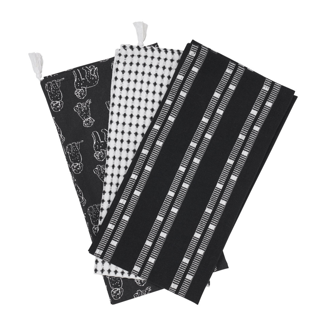 Penguin Home® Tea Towels | Recycled Cotton |Eco Friendly |Sustainable|Plain Weave Printed Kitchen Towels With Tassels On Both Corner|Size-50X70 Cm|Dis