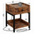 Alaiya 16" W Industrial Nightstand with Charging Station, Storage Drawer and Shelf