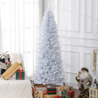 Grand sapin de Noël artificiel non éclairé avec branches réalistes et base en acier