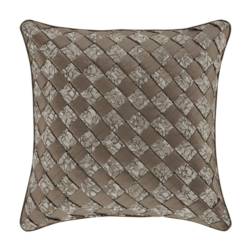 Taupe Greige Quilted Square Decorative Throw Pillow