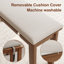 Banc de salle à manger en bois massif avec coussin en lin amovible - Siège d'entrée et de chambre multifonctionnel-79672748-82527771