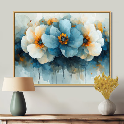 Sillent Arrangement Of Poppies Aqua I - pivoines, art mural