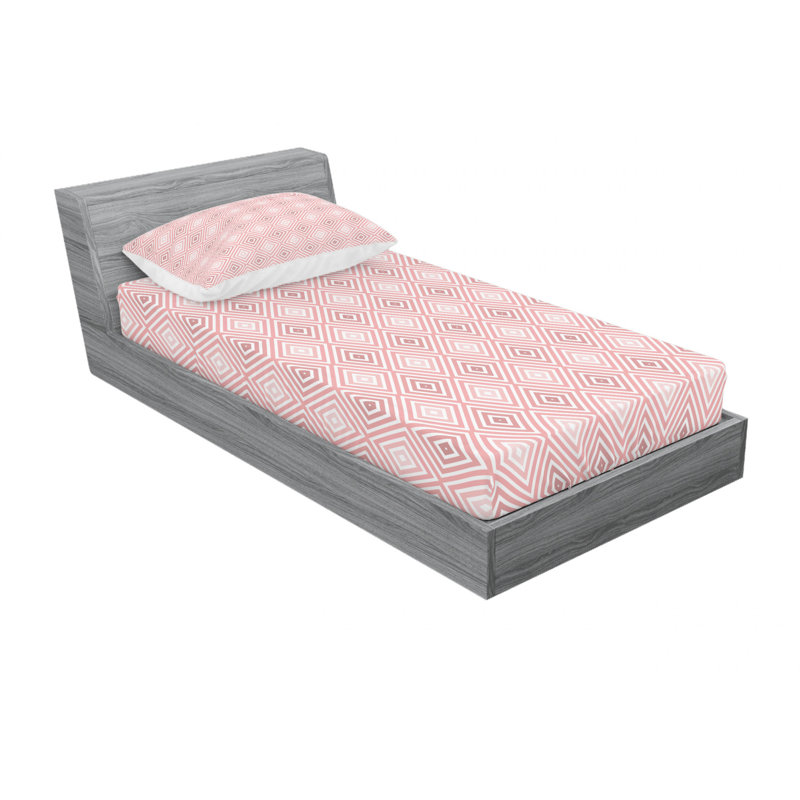 Microfiber Geometric Sheet Set, Twin Sheet Set with 1 Pillowcase