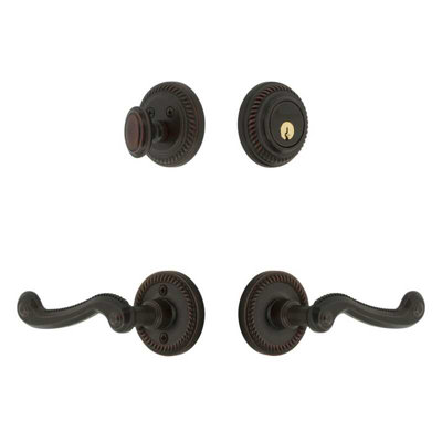 Ensemble de rosette Grandeur Newport avec levier Newport en bronze intemporel