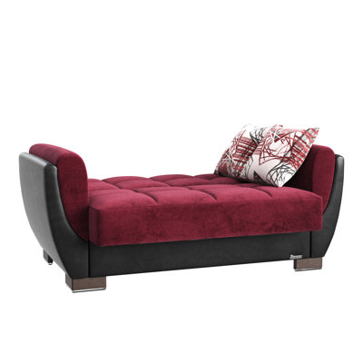 Upholstered With Large Storage - Black And Burgundy Microfiber Available In