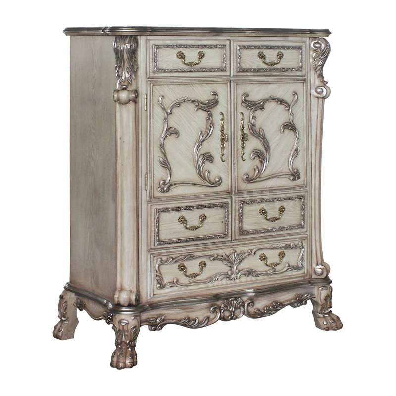 Ira 5 Drawer 42.6" W Gentlemens Chest, Vintage Bone White
